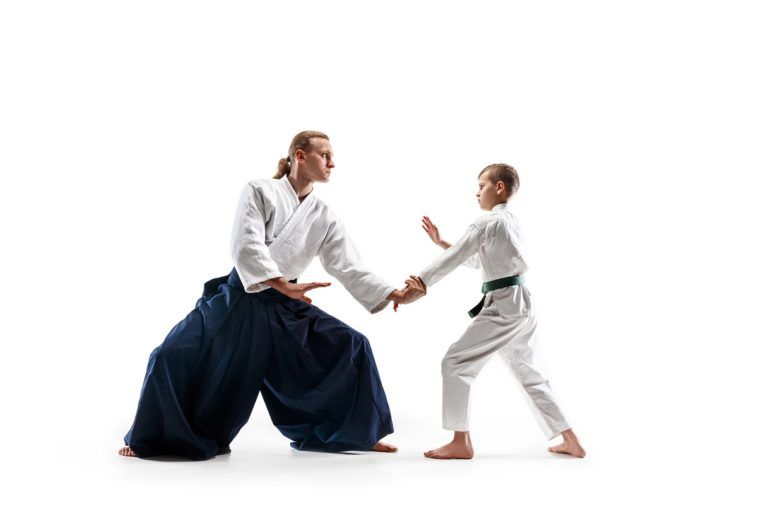 man and teen boy fighting at aikido training in Z7CR53M 768x512