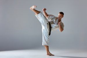 man in white kimono training karate PJZL73P 1 300x201