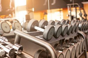 rows of dumbbells in the gym PWBN5LH 10 300x200